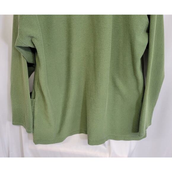Vintage Eileen Fisher Light Green Cotton Open Front Cardigan Sweater Jacket - Picture 6 of 9